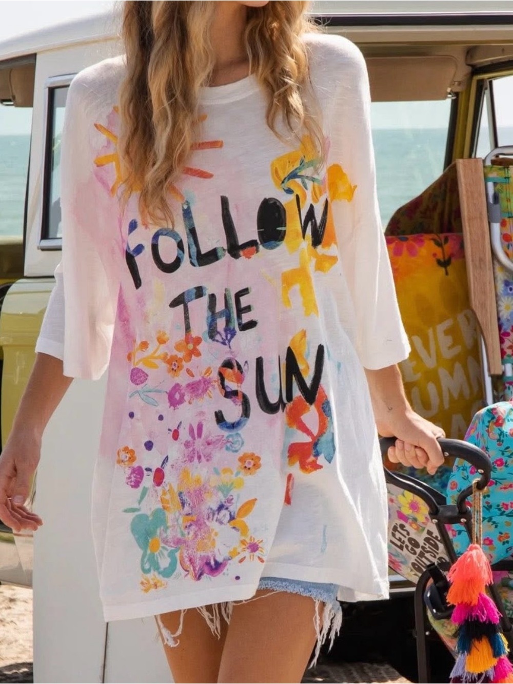 Natural Life Oversized Follow The Sun Women’s Tee - size ONESIZE